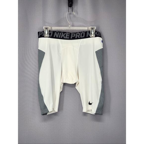 Nike Pro Hyperstrong Shorts Mens XL White Gray MLB Compression Sliding Baseball - Picture 1 of 11
